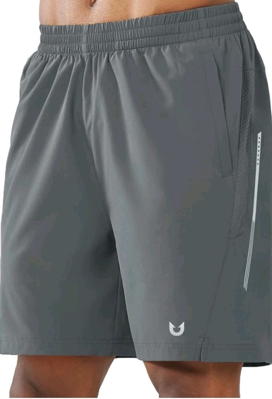 NORTHYARD Men's 7" Running Shorts Zipper Pockets Size Large Gray Athletic s4